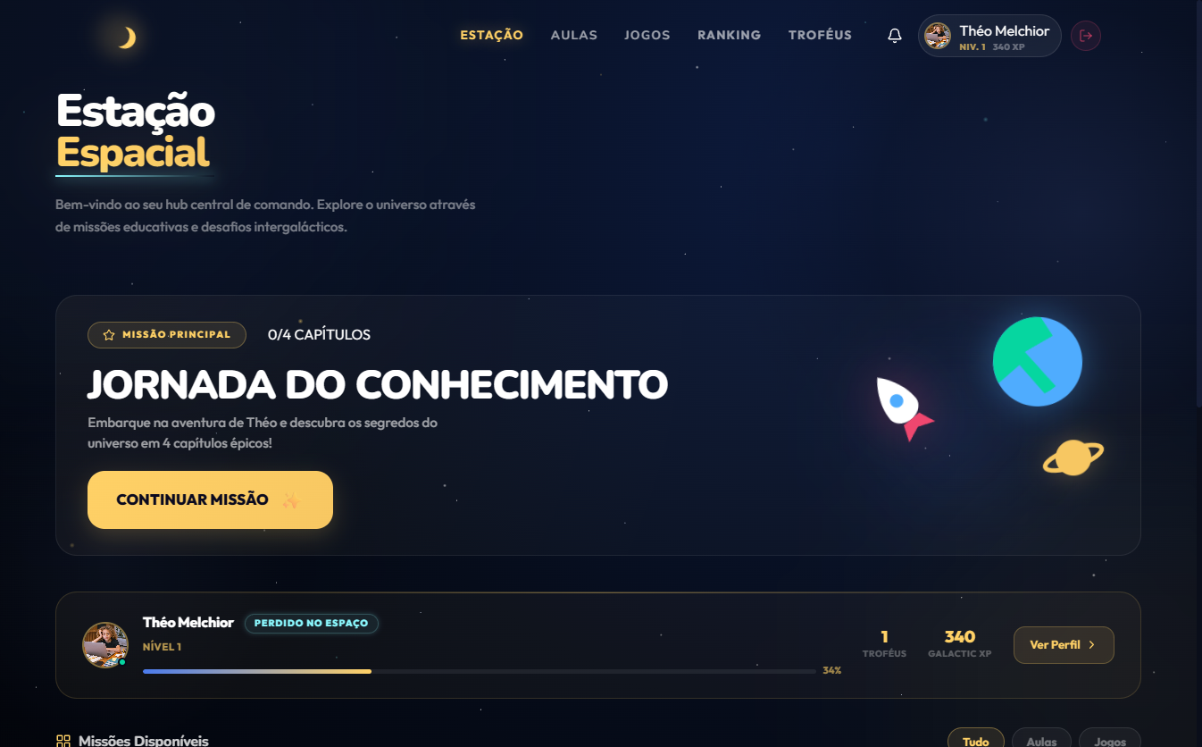Captura de tela da Estação Espacial do Théo no monitor desktop